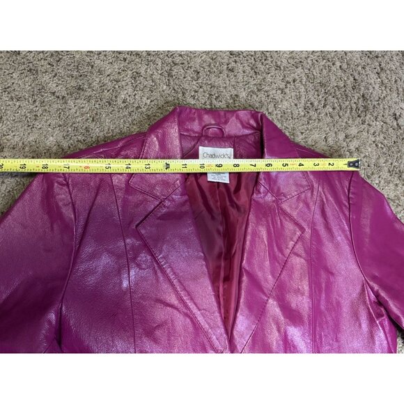 CHADWICKS Fuchsia Leather Jacket Blazer 2-Button Preppy Classic Academia 14 - Picture 11 of 11